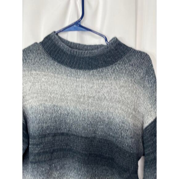 Apt 9 knit top sweater women's size medium gray blue stripe mock turtleneck - Picture 9 of 15